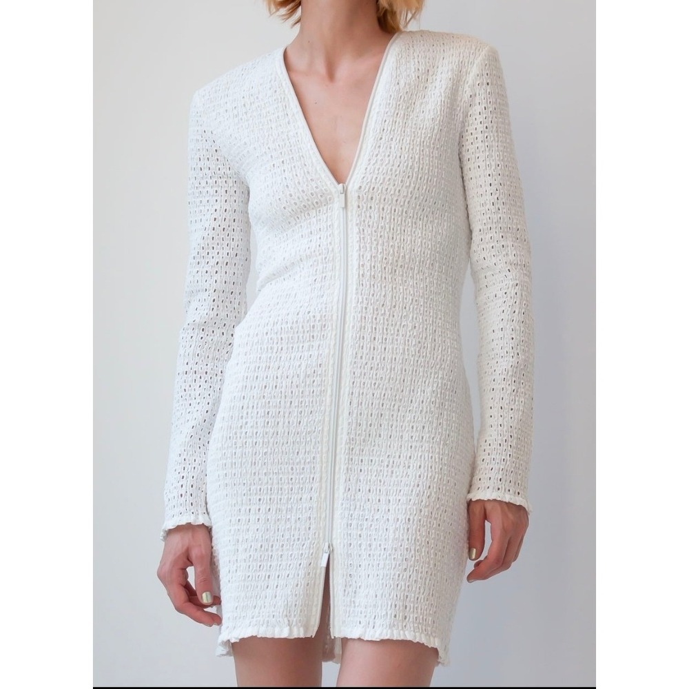 Proenza Schouler White Label Broderie Anglaise Zip Front Mini Dress White Size 8